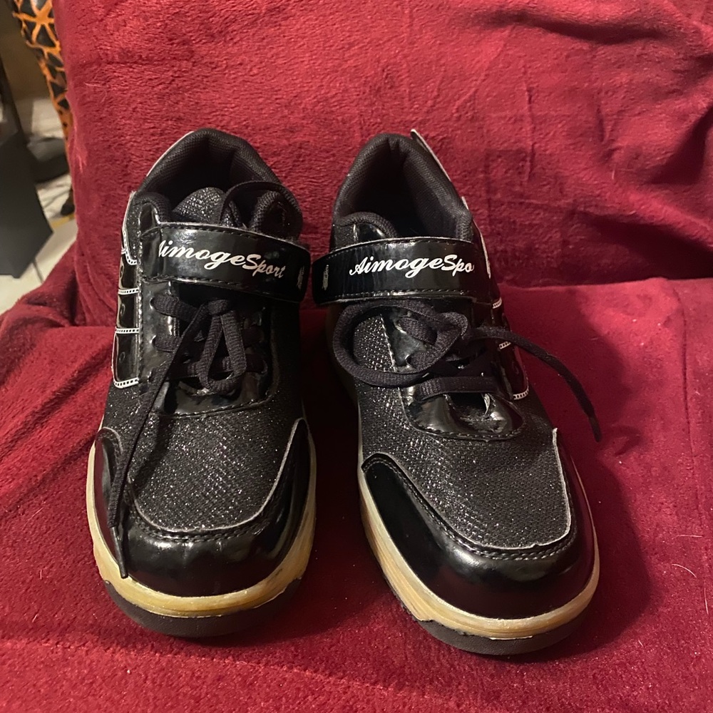 Skate shoes. Fasten boy are girl